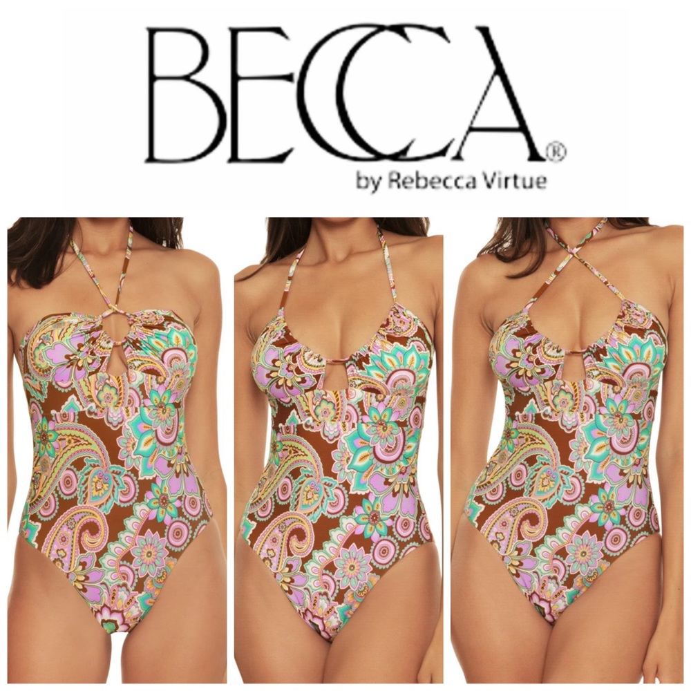 NEW BECCA Candice Convertible Halter One Piece Swimsuit